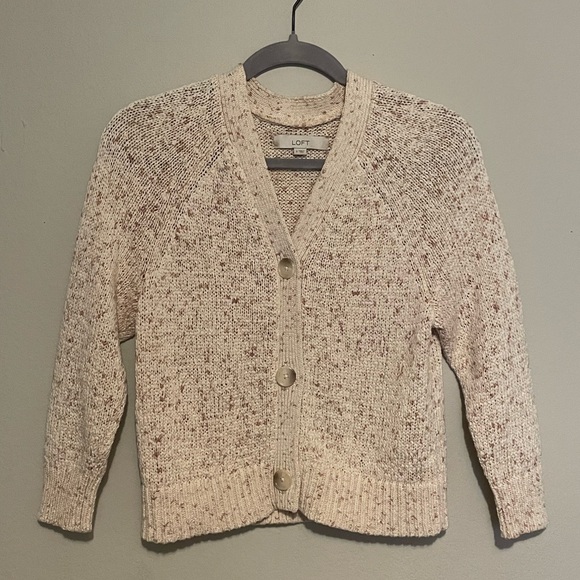 Loft Marled Button Front Cropped Cardigan Sweater Sz S + Tank Top Sz XS - Picture 3 of 10